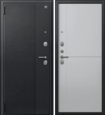 Дверь A-05 черный сатин - бетон светлый