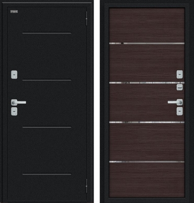 Дверь Браво Thermo Лайн/BChrome Букле черное/Wenge Melinga